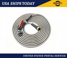 25 50 75 100FT Stainless Steel Garden Water Hose Flexible Lightweight Pipe