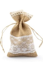 Burlap Lace Drawstring Wedding Favor Bags Rustic 20 Pack 6x4"
