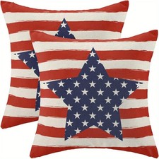 2pcs American Flag Pillow Covers Patriotic 4th of July Decor Cushion Cases 18x18
