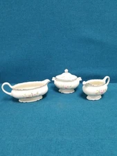 4 Piece Set of VTG Homer Laughlin Virginia Rose Serving Dishes Cream Gravy Sugar