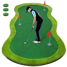 Golf Putting Green - 5 x 10 Ft. Putting Mat, Professional Training Aid for In...