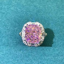 5.9 CT Pink Sapphire Cushion & Diamond Weddin...