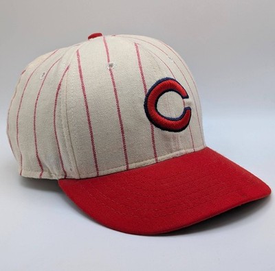 Vintage Chicago Cubs Hat Cap Fitted 7 3/8 Pinstripe MLB Roman Pro Cooperstown
