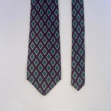 Kenneth Gordon New Orleans Mens Silk Tie Purple Teal Geometric Diamond USA Made