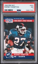 1990 PRO SET #692 RODNEY HAMPTON ROOKIE RC PSA 7