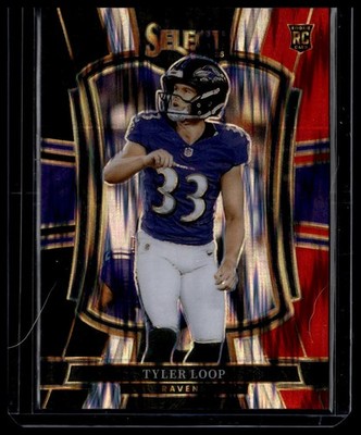2025 Panini Select Tyler Loop Black and Red Prizm Shock Premier Ravens