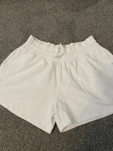 Ladies White Jogging Style White Shorts Size 14