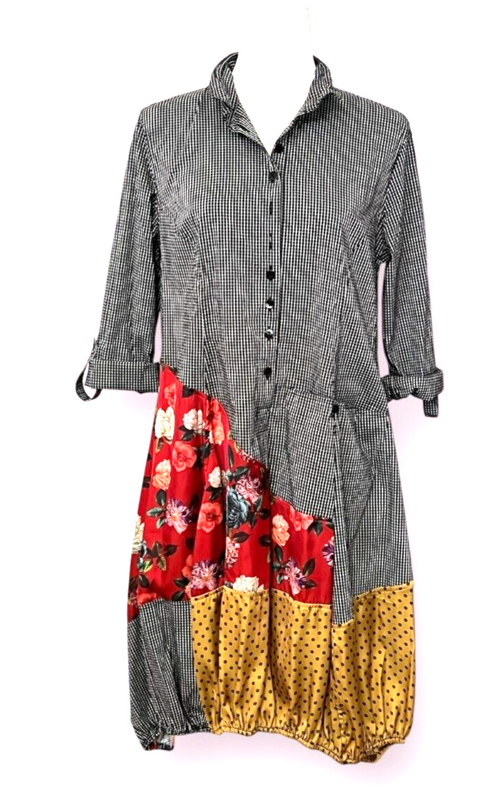 John Mark Small Mixed Print Button Down Parchwork… - image 1