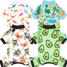 4 Pack Dog Pajamas Soft Strechy Summer Puppy Clothes for Small Medium Dogs Bo...