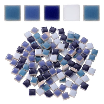 205pcs Square Ceramic Mosaic Tiles Bulk Stained Mosaic Tiles 200g Mixed Blue - Image 1 of 4