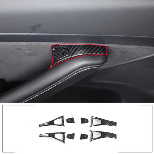 Carbon Fiber Door Lock Switch Frame Cover Trim 8PCS For Tesla Model 3 2017-2021 - Imagen 1 de 12