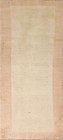 Vintage Ivory Gabbeh Bordered Runner Rug 2' 4" x 7' 1" Handmade Hallway Carpet