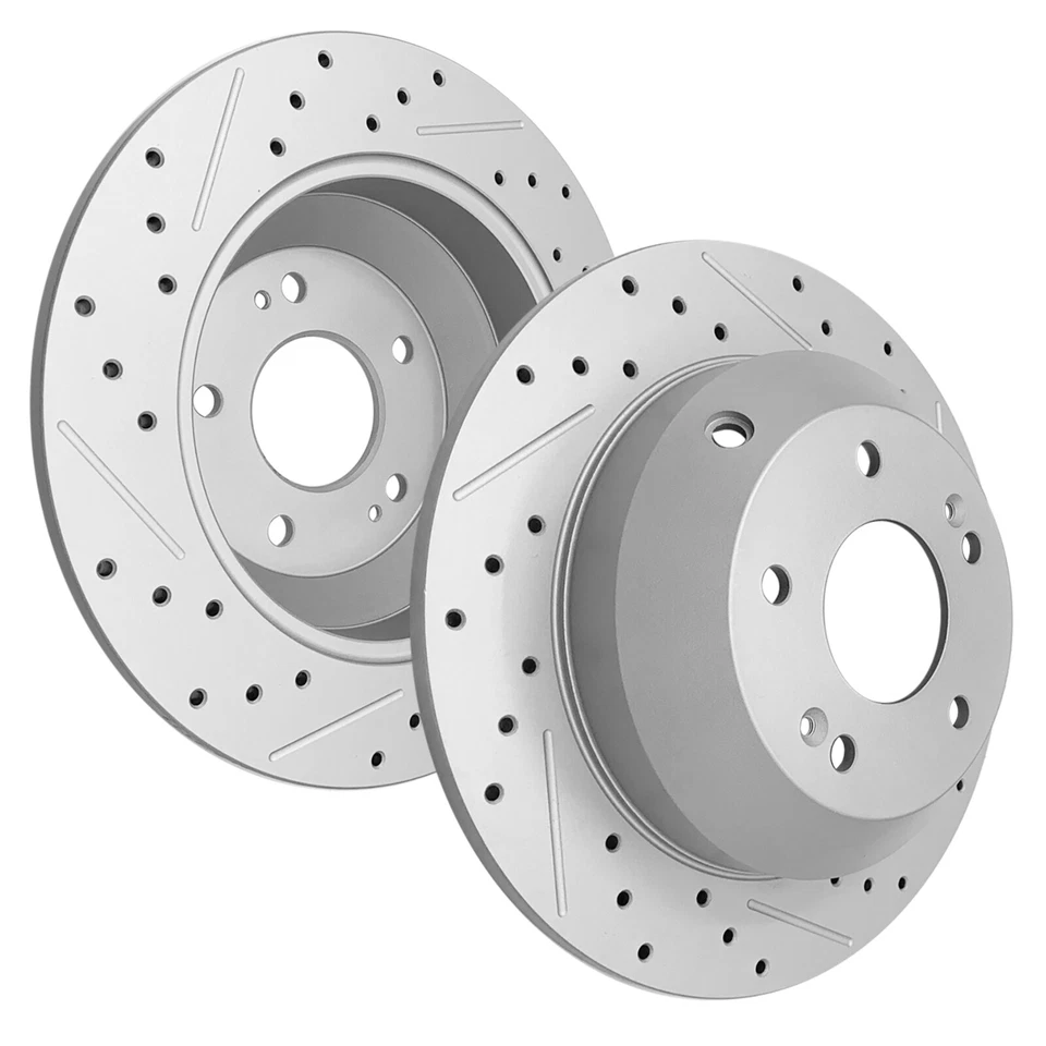 Rotores de freno perforados delanteros y traseros + pastillas de cerámica para Kia Sedona 2015-2020 2021 Foto 3 de 4