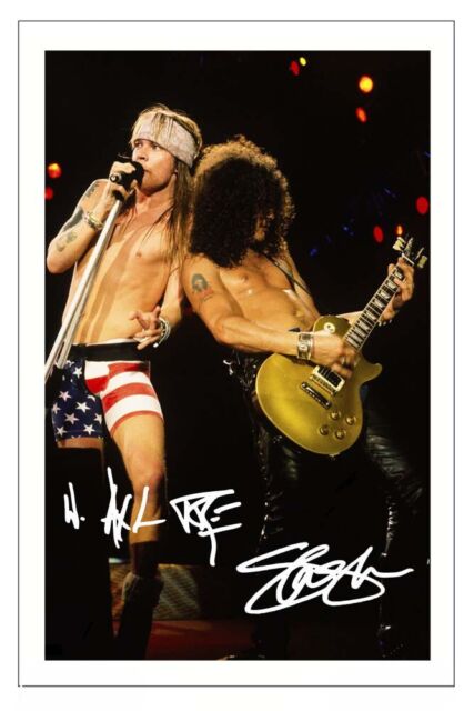 SLASH & AXL ROSE SIGNED PHOTO PRINT AUTOGRAPH MUSIC GUNS N ROSES SLASH & AXL ROSE SIGNED PHOTO PRINT AUTOGRAPH MUSIC GUNS N ROSES