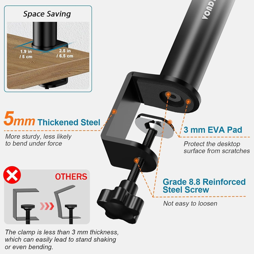 Set of 2 Studio Monitor Stands Desk Clamp Desktop Speaker Stands with Isolati... - Picture 3 of 12