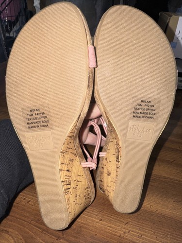 Style & Co. Womens Mulan T-strap Wedge Sandals 7.5m - Picture 2 of 4