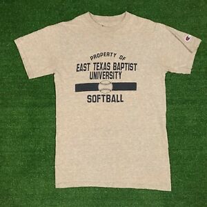 Champion ETBU East Texas Baptist University Softball Team Gray Graphic Tshirt S | eBay