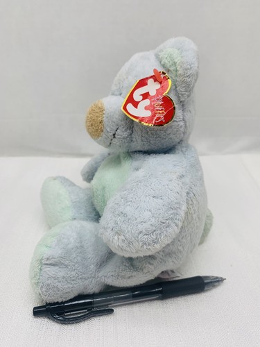 Ty Pluffies Orsacchiotto Bluebeary Peluche Morbido Blu Verde Imbottito Beanie 9” 2002 - Foto 6 di 12