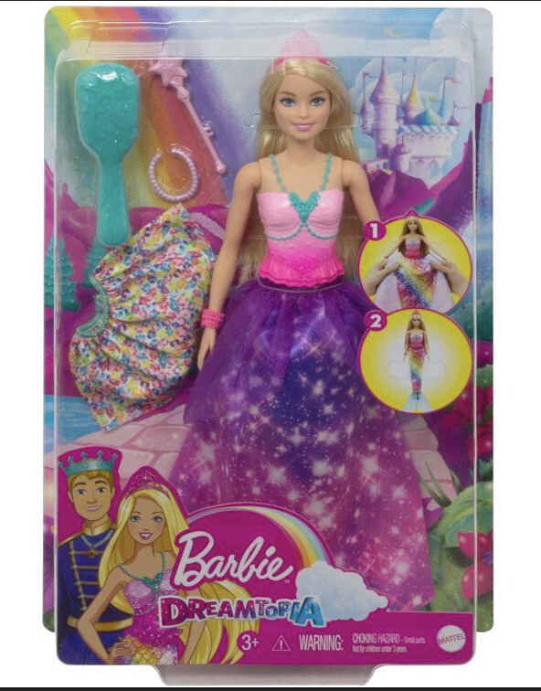 Barbie Dreamtopia 2-in-1 Princess to Mermaid Fashion Transformation Doll New