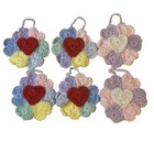 Crocheted Handmade Red Hearts Coasters Charms Decor Mug Rug Country Drink Mat 6