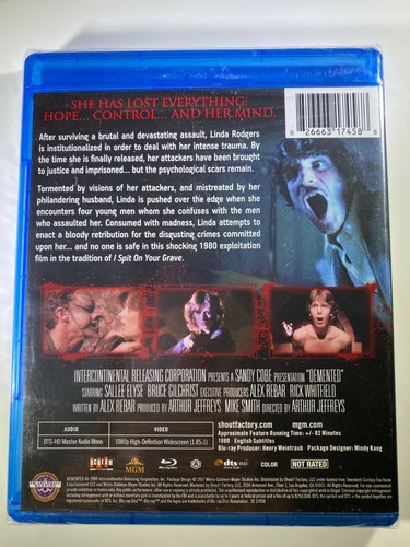 Demented Scream / Shout Factory (Blu-ray) 2017 OOP New - Imagen 2 de 2