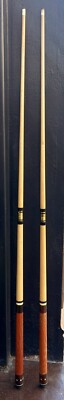 Vintage Pair 960's 58'' Sampaio Zenith Pair Inlaid Hand Carved Cue's