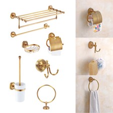 7 Gold Bathroom Accessories Set Toilet Paper Brush Holder Ring Soap Towel Rack
