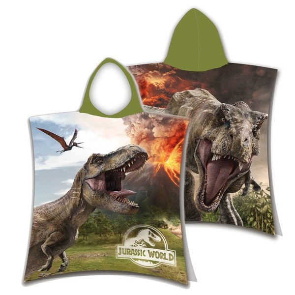 Jurassic World Kapuzen Poncho Kinder Badetuch T-Rex Dino Bademantel Strandtuch-image