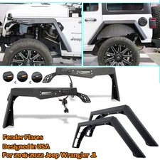 Front / Rear Fender Flares for 2018-2024 Jeep Wrangler JL Steel With LED Lights