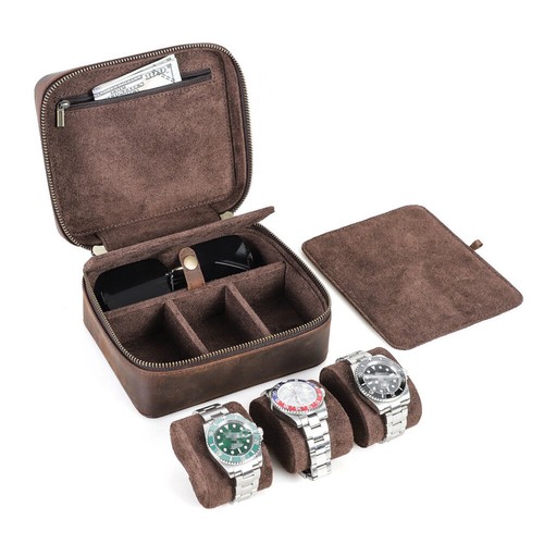 Luxus Reise Uhrenetui Echtleder Tragbar Schmuck Sonnenbrille Uhren Box - Bild 14 von 16