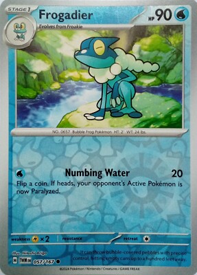 057/167 Frogadier Reverse Holo Twilight Masquerade Pokemon Karte