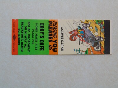 AP215 Matchbook Cover Eddy's Cafe Blackfoot Idaho ID
