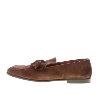 MILLE885 men shoes Dark brown suede Lenny loafer tassels artisanal made in Italy
