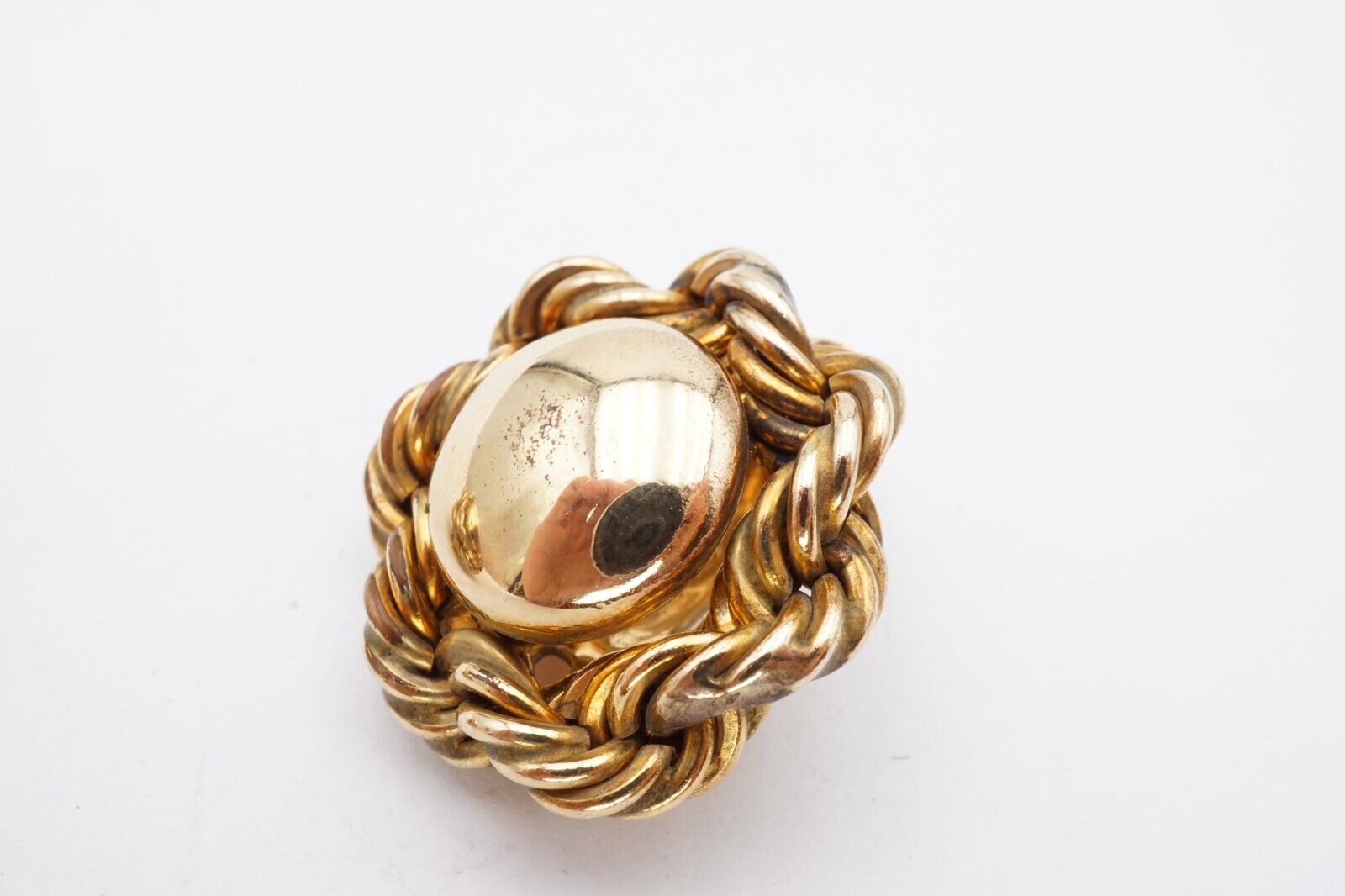 Vintage 12k Gold Filled Clip On Earrings Rope Dom… - image 6