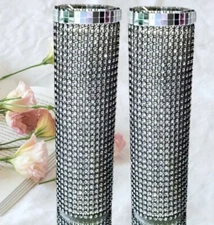 Bling Designer Candles,  Home Decor, Vanity Decor 2PC Set - Black Bling.