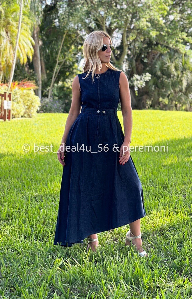 ZARA NWT WOMAN ZW COLLECTION ASYMMETRIC DENIM DRESS BLUE | 9632