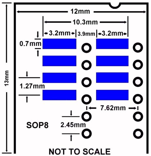 2 PCS - SO8 SOP8 SOIC8 To DIP8 Adapter PCB Only - P 1.27 - DIL 0.3" - 200/300mil - Picture 2 of 2