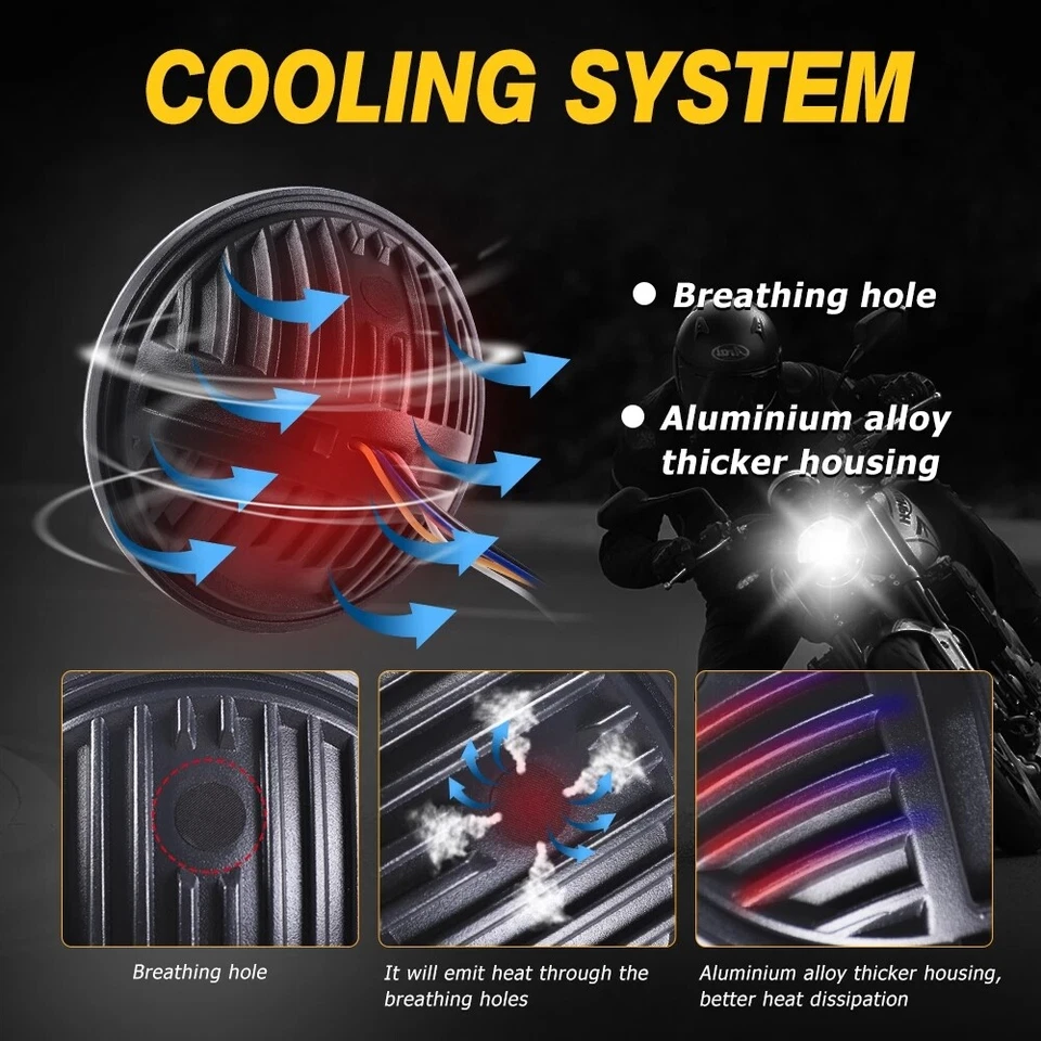 Faros LED redondos 4 piezas DOT 5,75" 5-3/4" con DRL para camioneta Datsun 620 1972-1974 Foto 4 de 4