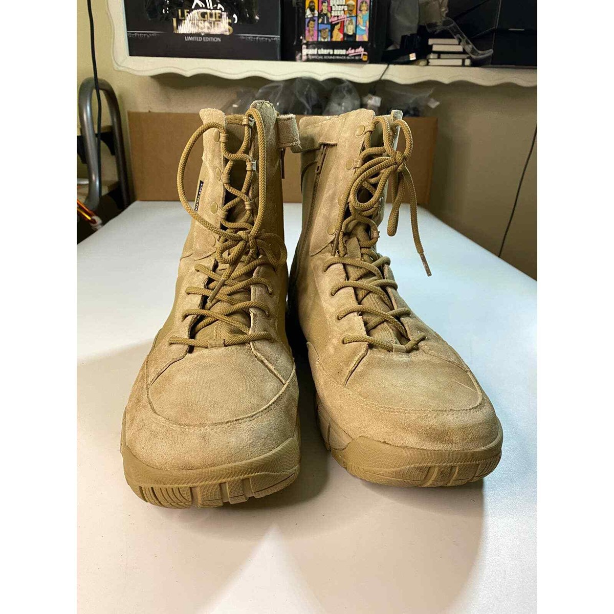 靴 Vintage Military Suede Combat Boots Free Soldier Tactical Tan Suede Military Style Boots Men's