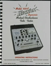 *USA* ULTIMATE HICKOK 533A Tube Tester MANUAL with supper clear schematic