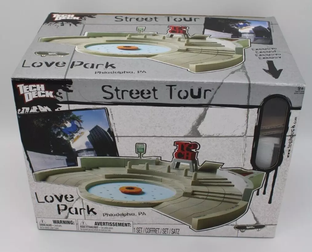 RARE! NOB Tech Deck Street Tour LOVE PARK Philly Fingerboard Skate Park Set  1:18