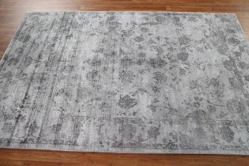 Transitional Floral Hand-knotted Area Rug 5x8 Silk Carpet - Picture 9 of 12