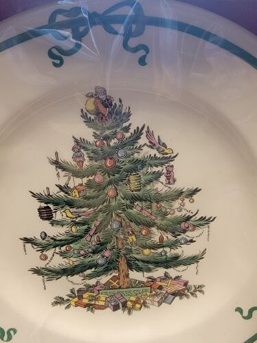 New Spode Christmas Tree Plate Santa On Top In Box Table Vintage 1997 Collector - Picture 2 of 4