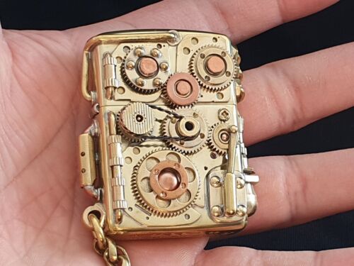 Custom Harley Davidson Motorcycles 3d Steampunk Golden Feuerzeug mit zippo Inlay - Bild 12 von 12