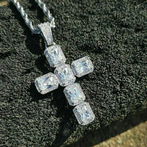 Cross Women Necklace Pendant Elegant 925 Silver Filled Cubic Zircon Jewelry - Picture 11 of 18