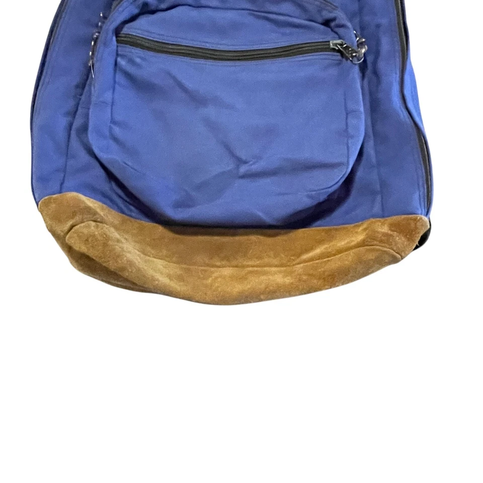 Mochila Jansport de Colección Años 90 Azul Gamuza Parte Inferior Escuela Senderismo Mochila Hecha en EE. UU. Foto 4 de 4