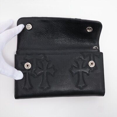 Chrome Hearts Wave Wallet Leather & 925 Black × Silver Cross Patch cross ball bu | eBay Chrome Hearts Wave Wallet Leather & 925 Black × Silver Cross Patch cross ball bu | eBay