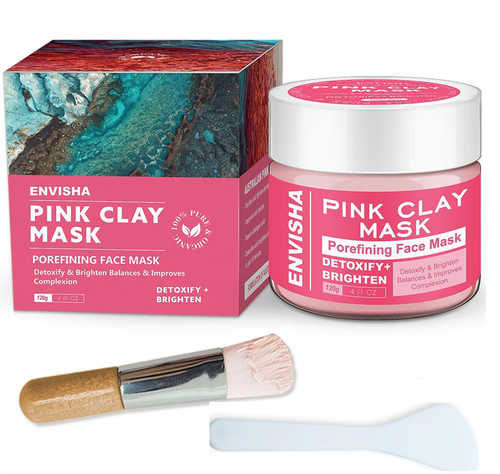 2Pcs Australian Kaolin Pink Facial Clay Mask Spoon & Brush Included - Picture 8 of 8