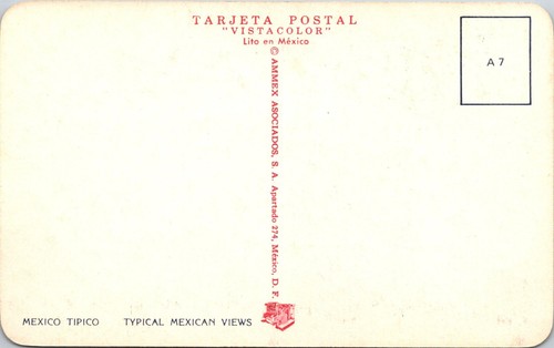 Postal típica de dos niños mexicanos con vista mexicana de México - Imagen 2 de 2