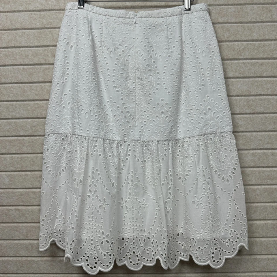 Saia Talbots branca ilhós renda em camadas pradaria com babados bainha recortada forrada 8 - Imagem 2 de 4